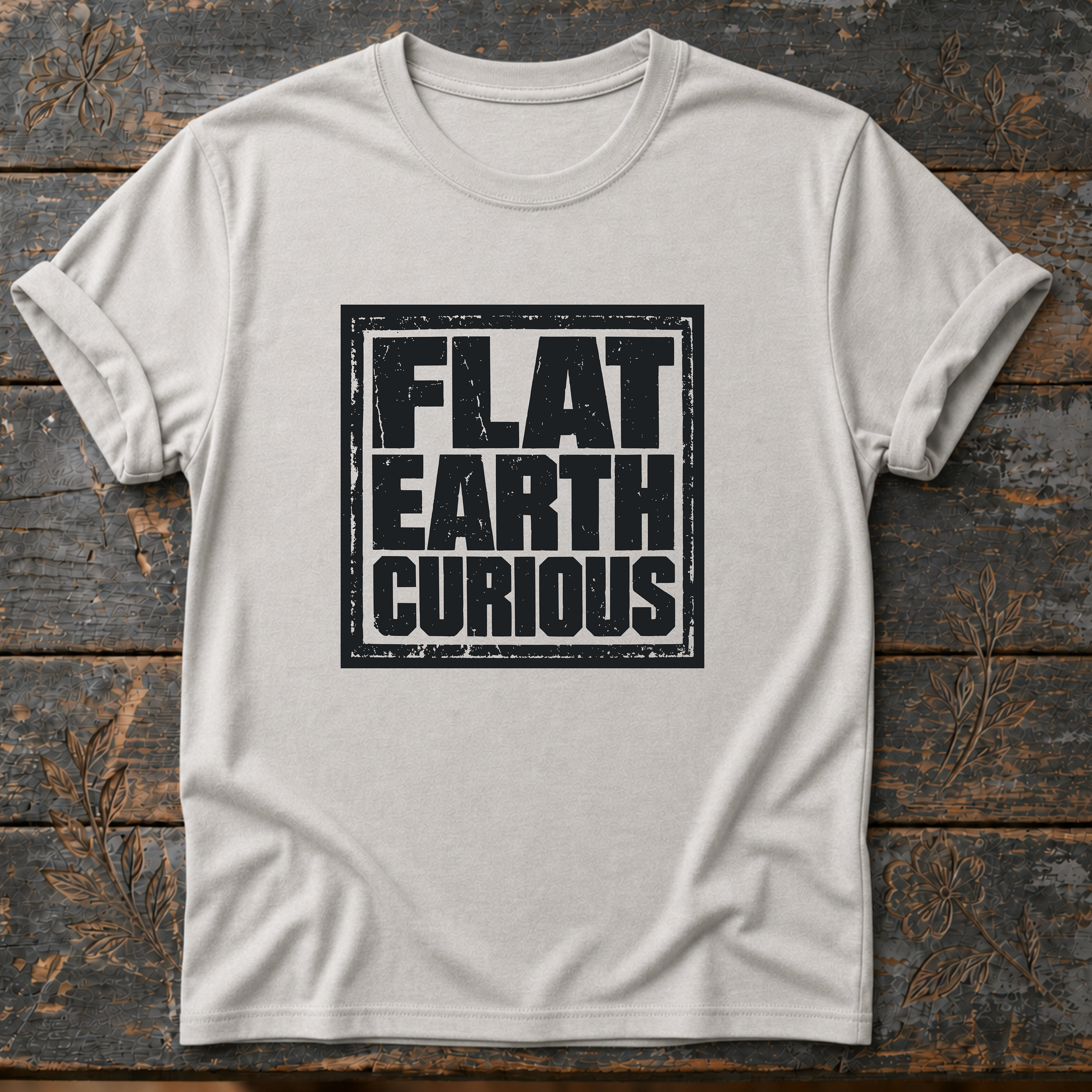 Flat Earth Curious Vintage Distressed T-Shirt