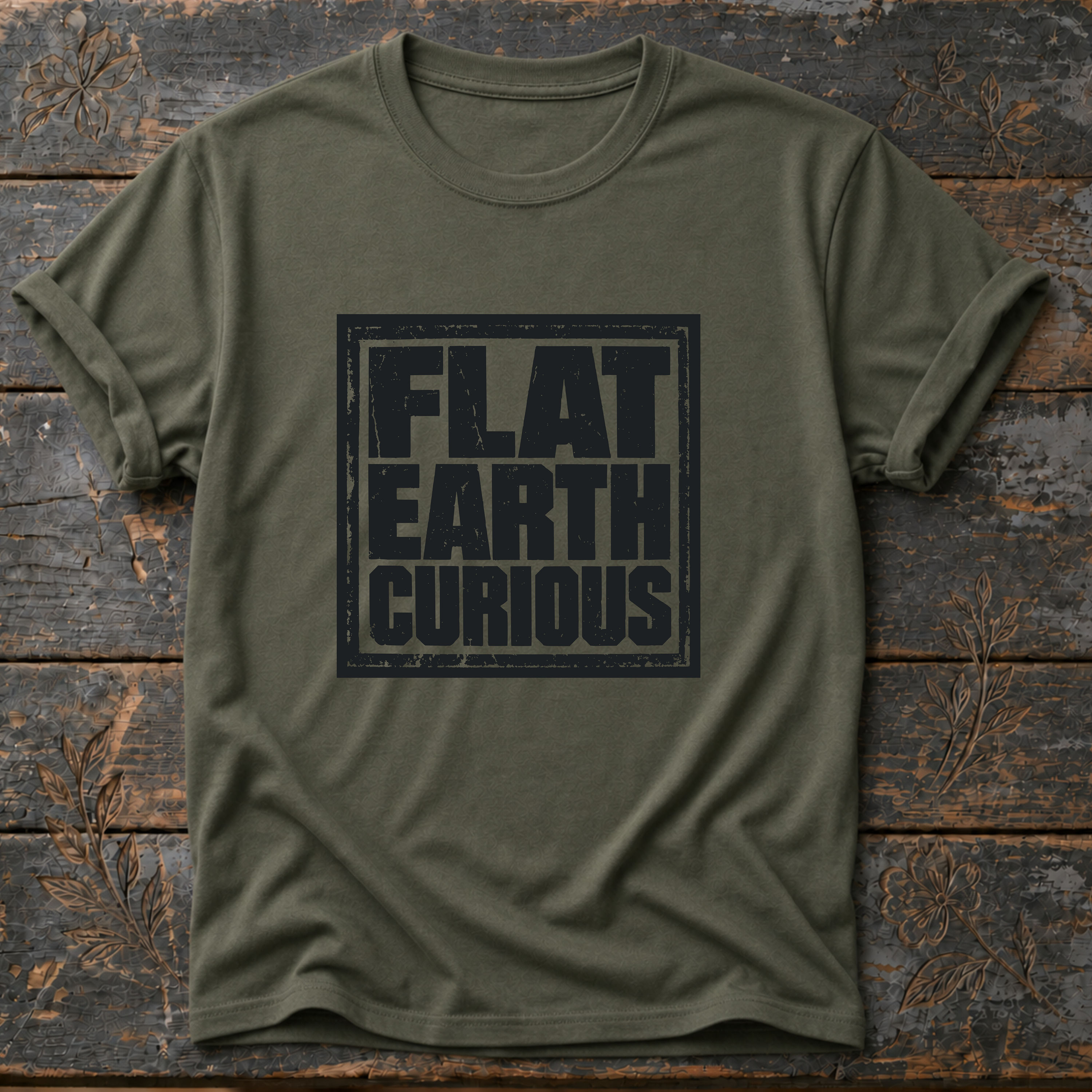 Flat Earth Curious Vintage Distressed T-Shirt